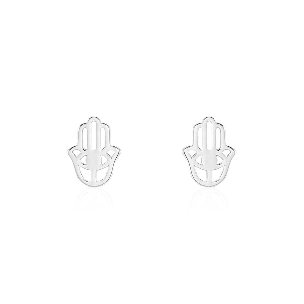 Boucles D'oreilles Puces Abby Argent Blanc