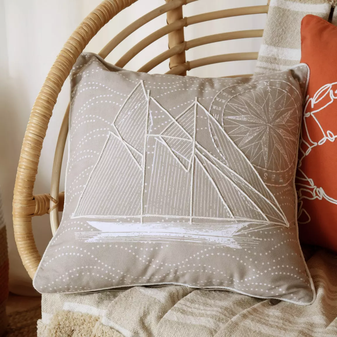 Coussin carré coton (40 cm) Yacht Gris