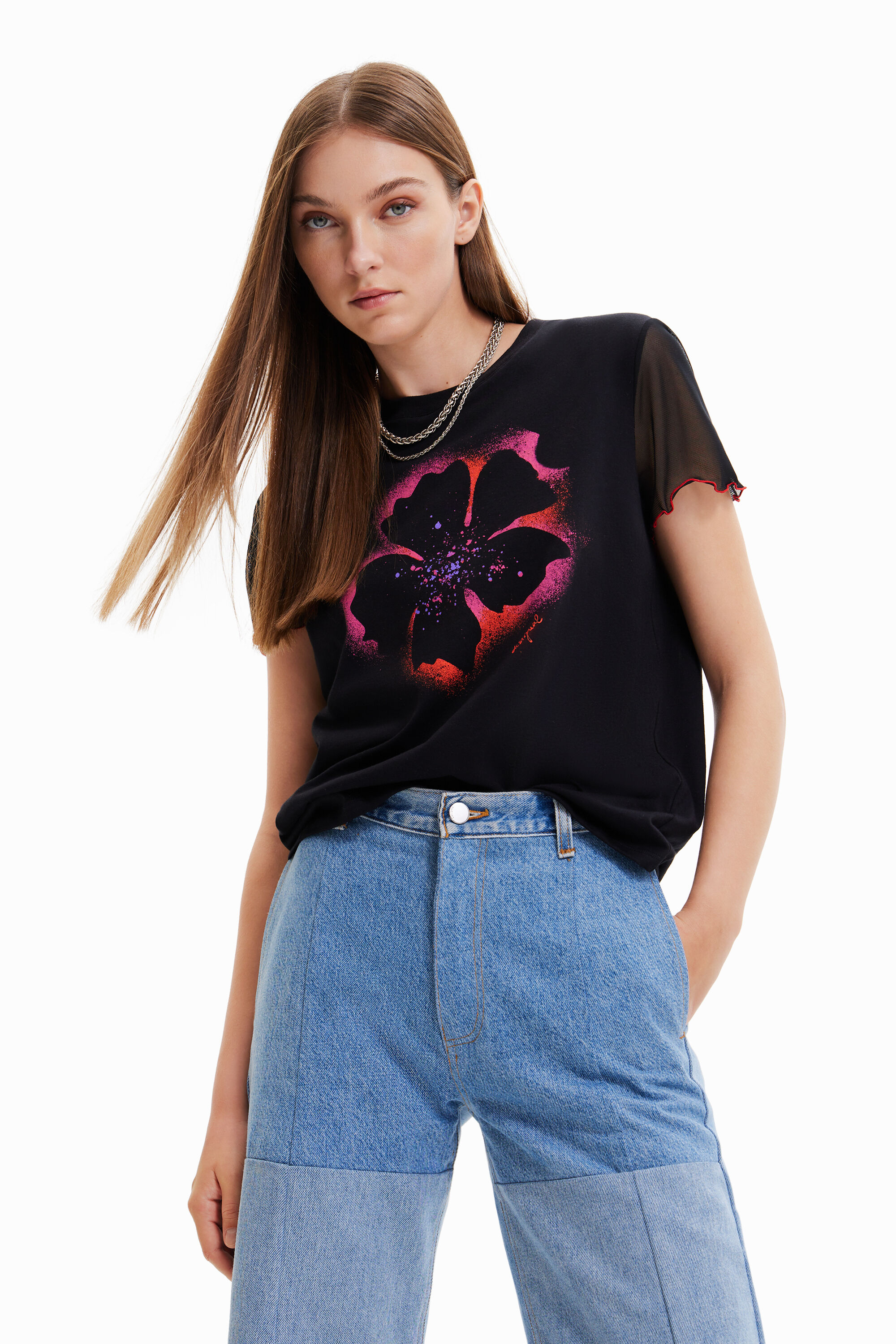T-shirt arty manches tulle