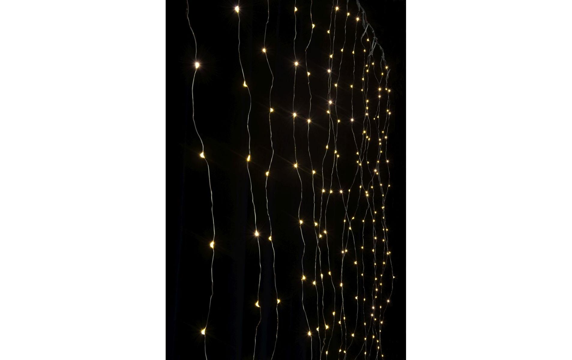 LED-Lichtervorhang 1.6 m, 256 LEDs, SilberLichtervorhang mit 16 Strängen und 256 LEDs