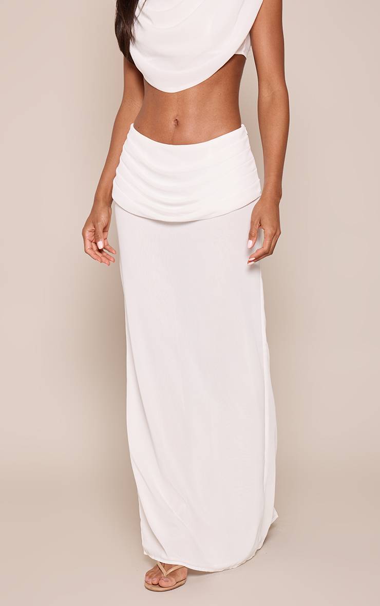 Blanc Jupe Maxi Plissée Drapée En Mousseline Co-ord
