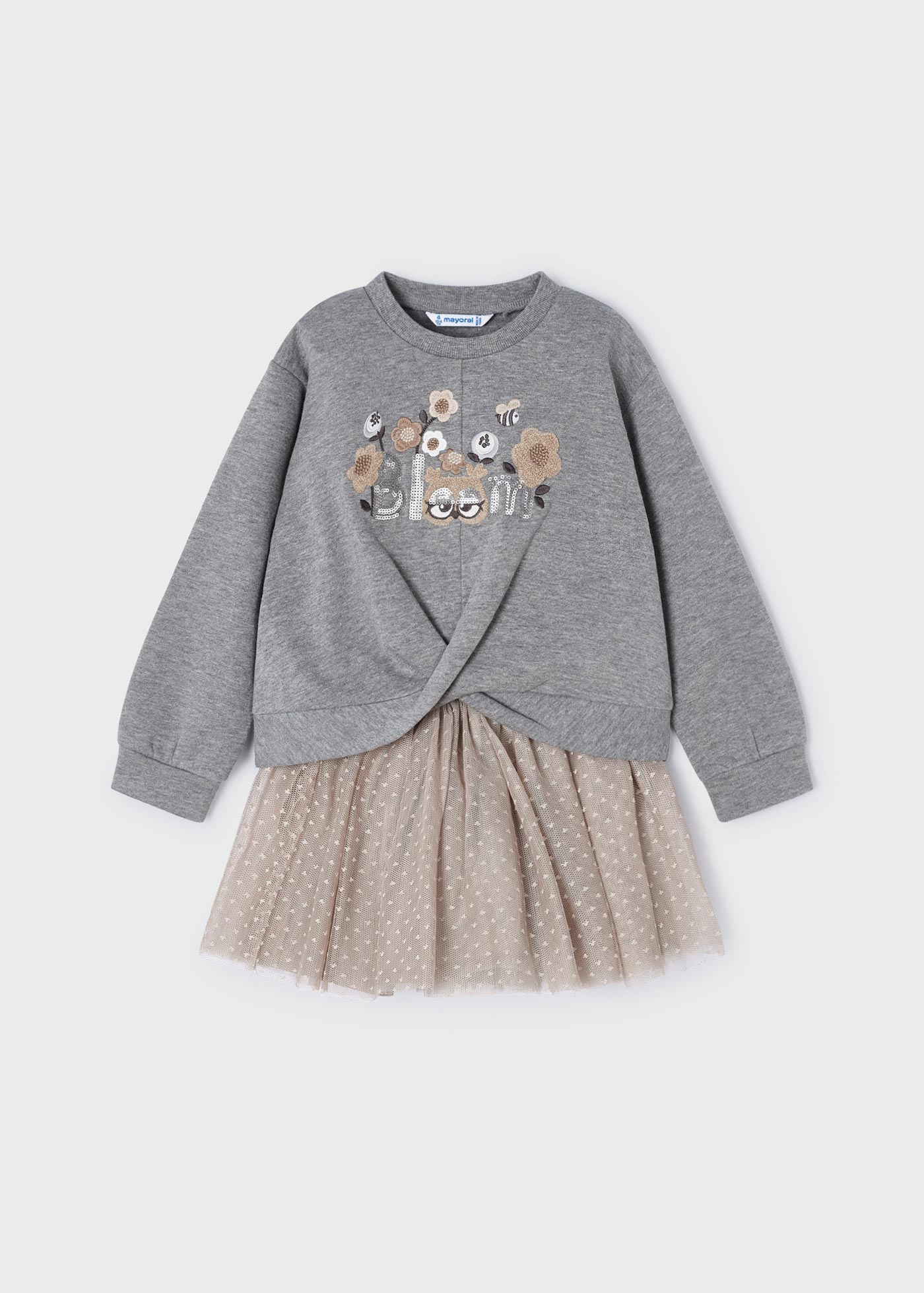 Conjunto de duas peças com saia de tule para meninas