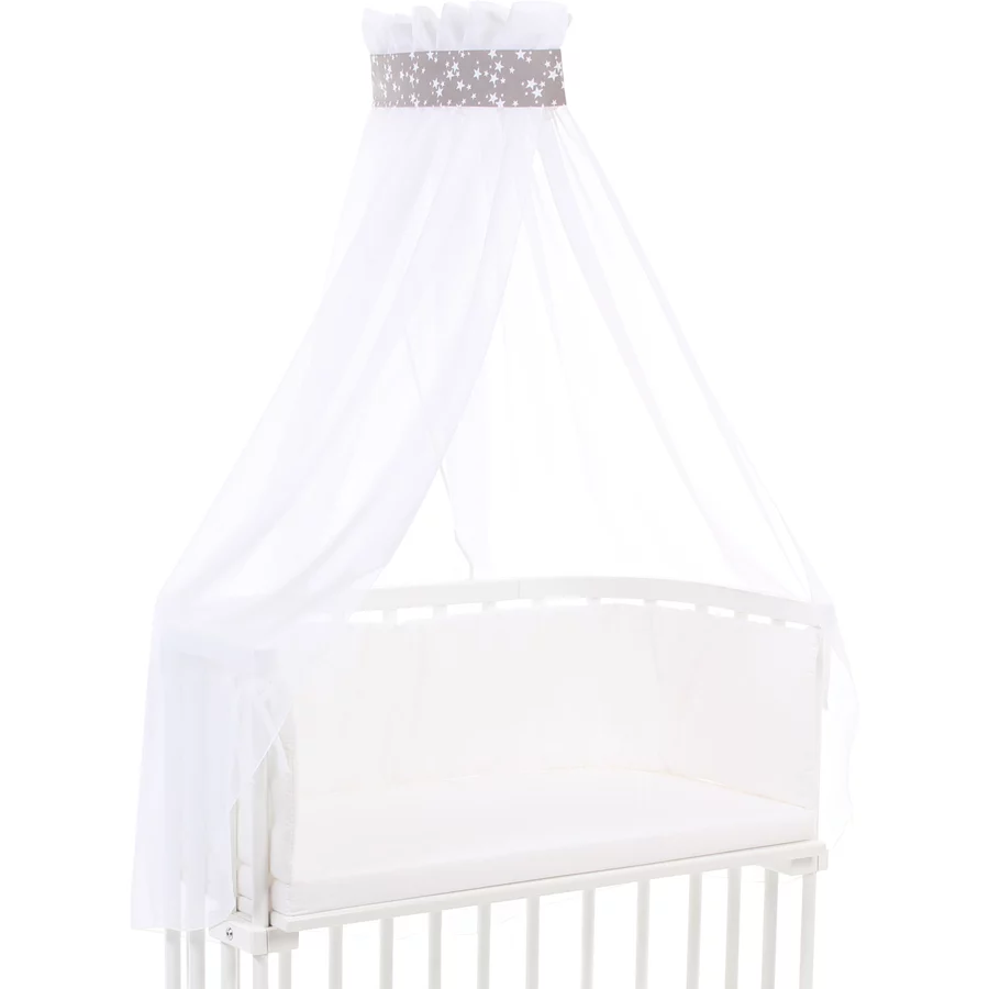 babybay Himmelstoff taupe Sterne weiß 200 x 135 cm