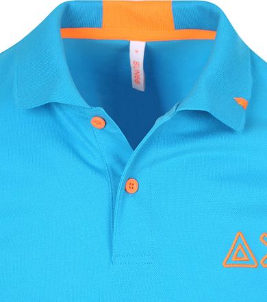 Sun68 Poloshirt Logo Fluo Blauw A35122-73 kopen