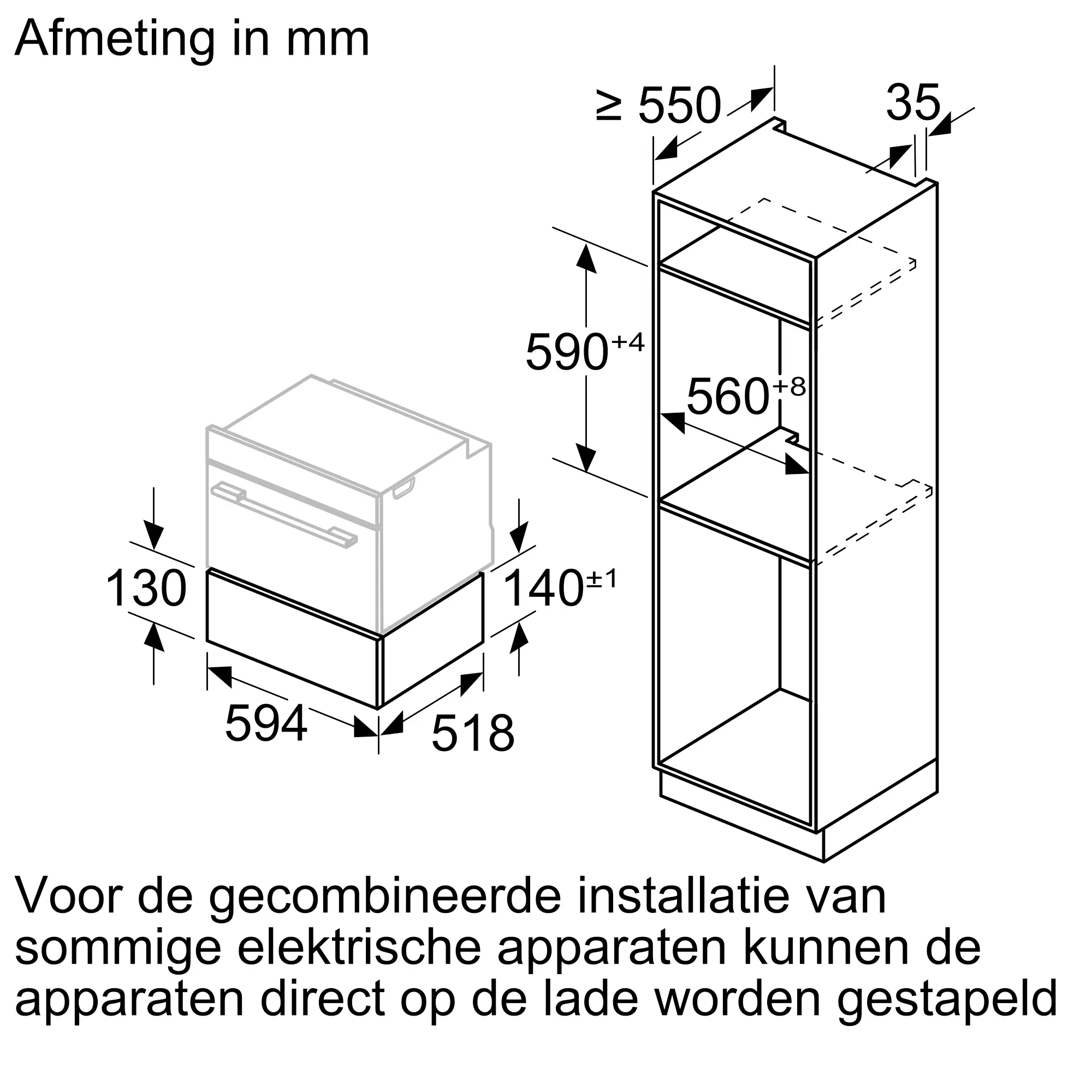 Serie 8 Stoomlade 59 x 14 cm Zwart