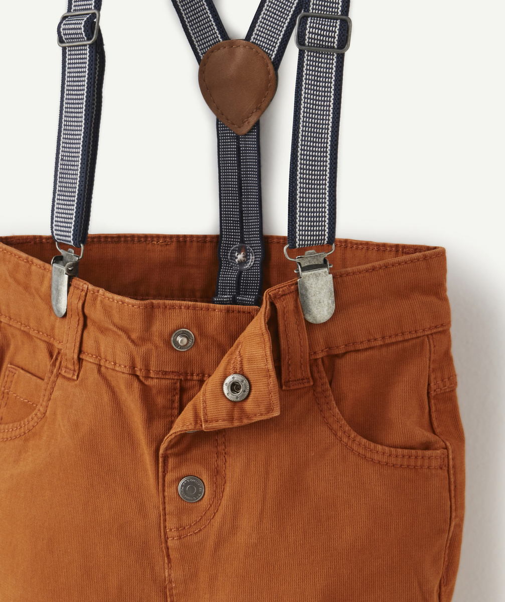 PANTALON EN DENIM MARRON AVEC BRETELLES BÉBÉ GARÇON