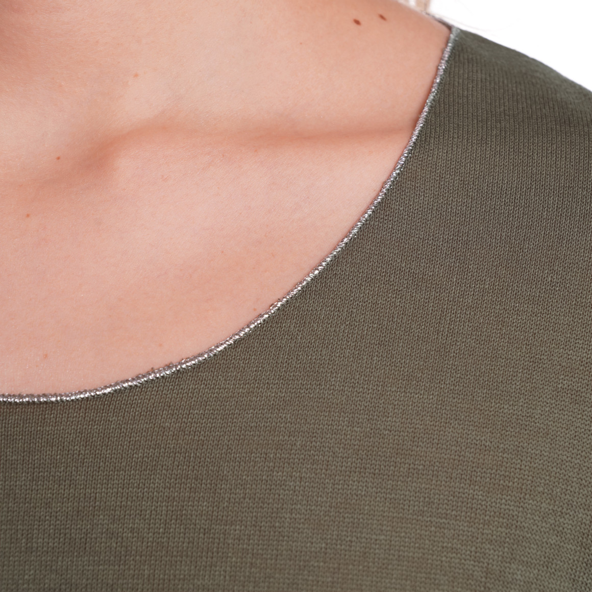 Gina Collection Damen T-Shirt mit glänzender Abschlussnaht dunkelgrün