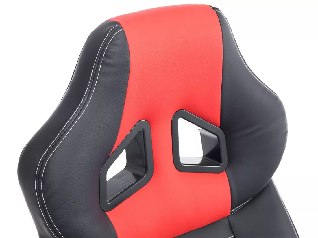 Chaise de bureau - Similicuir & Plastique - Noir / Rouge - XL Pedro