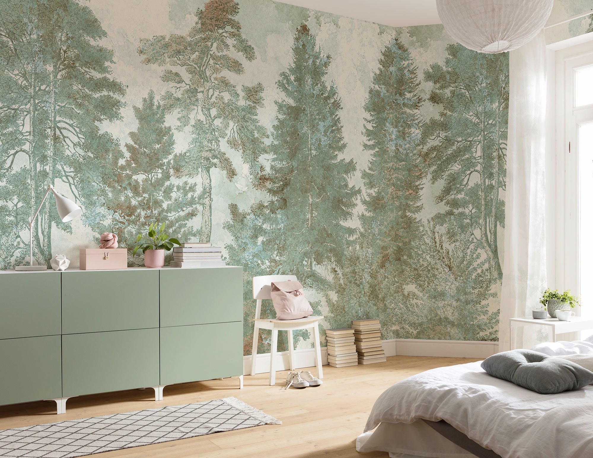 Komar Fototapete »Digitaldruck Vlies -  Pale Panoramic - Grösse 400 x 250 cm« bedruckt | floral | geblümt | gemustert | tropisch glatt Wohnzimmer, Schlafzimmer