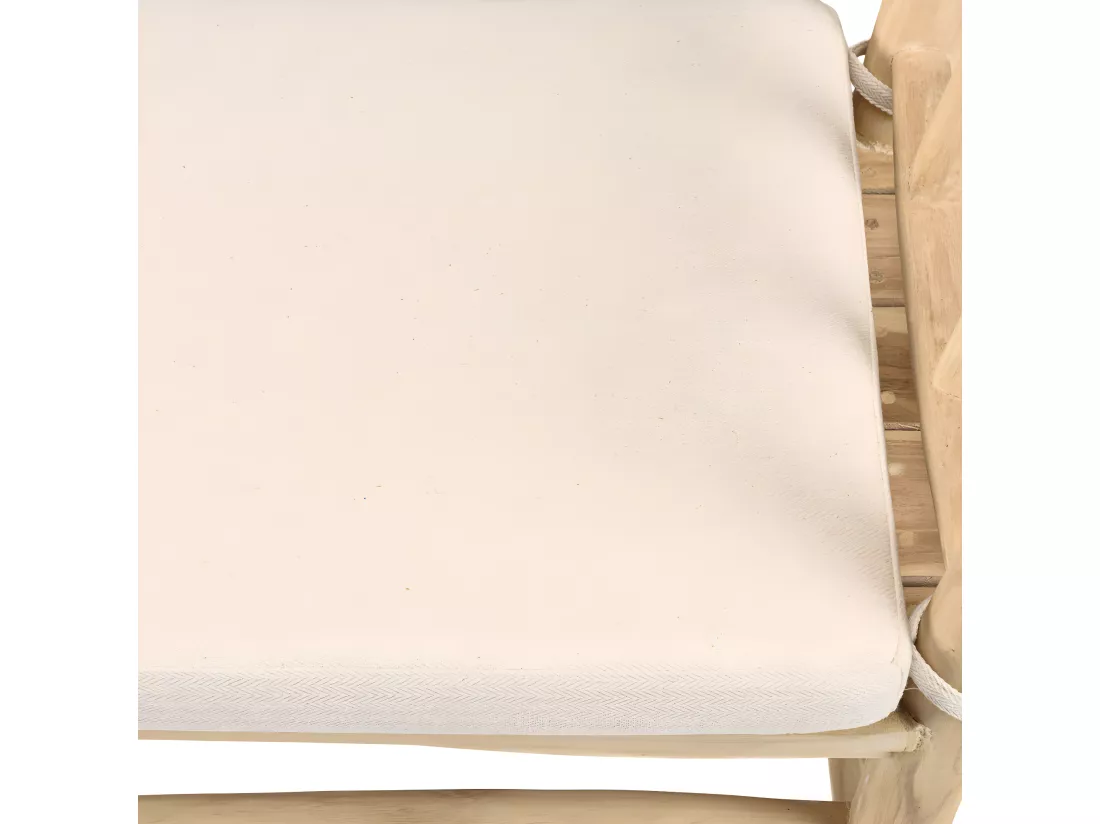 WILL - Banc en branches de teck naturel coussin blanc