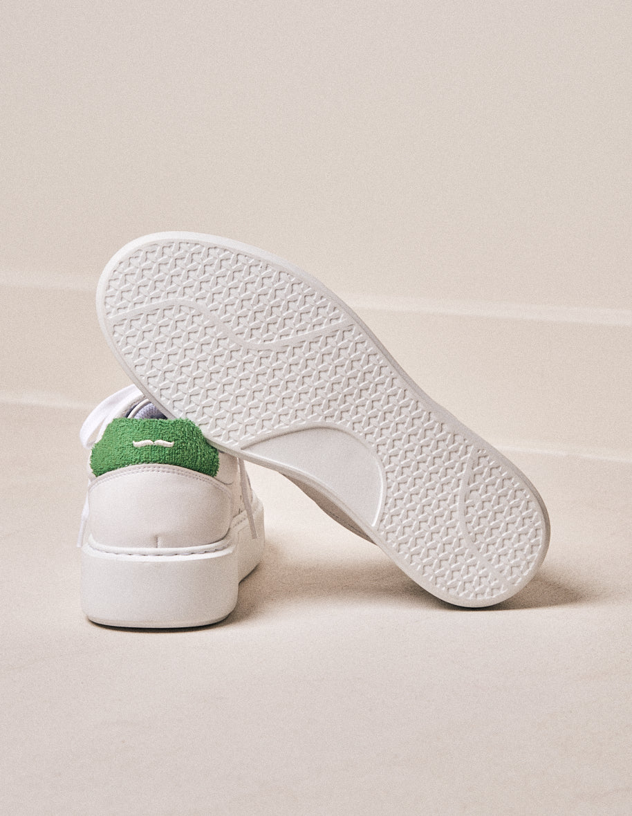 Baskets basses Apolline - Cuir et eponge blanc vert