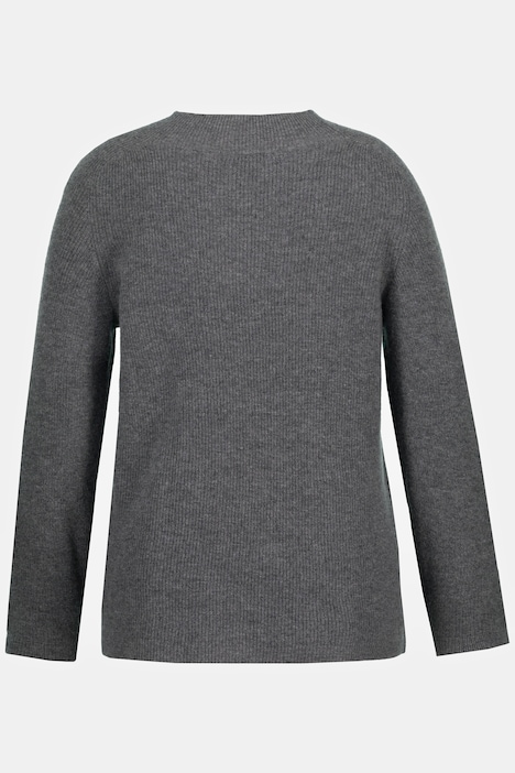 Pullover, Wollmischung, Rippstrick, Stehkragen, Langarm