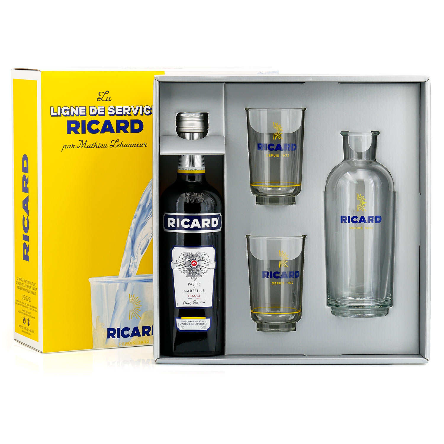 Ensemble dégustation Ricard 1 carafe & 2 verres Lehanneur