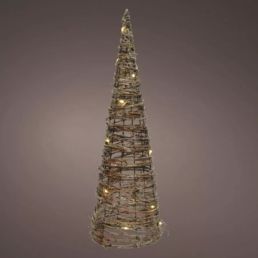 Pyramide lumineuse à piles 20 LED (H60 cm) Rattan Blanc chaud