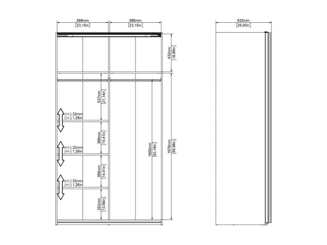 Garde-robe 2 portes Dstopp, Meubles de chambre, Penderie de plain-pied, Placard à vêtements, 122x62 h220 cm, Blanc