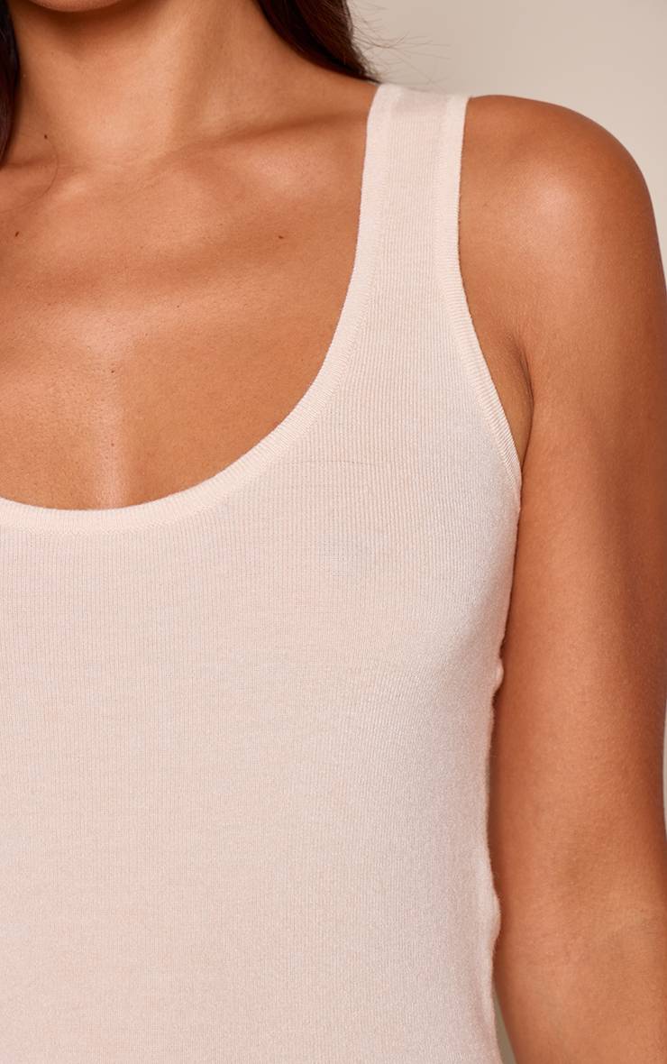Crème Débardeur Tricoté À Encolure Arrondie