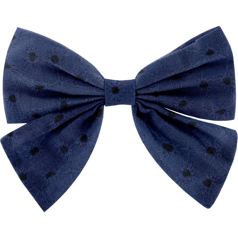 Barrette Noeud Papillon Broderie Anglaise Marine