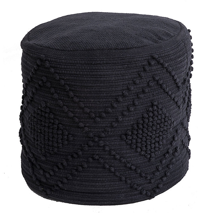 Pouf bouclette en coton Ø35cm x 40 cm bleu