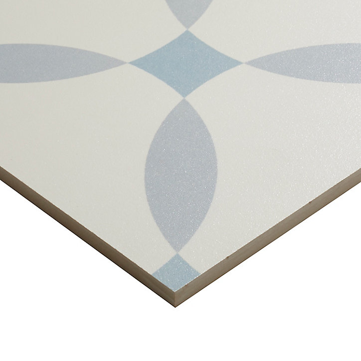 Carrelage sol et mur intérieur Hydrolic effet carreau de ciment décor calisson bleu L. 20 x l. 20 x Ep. 1 cm Colours
