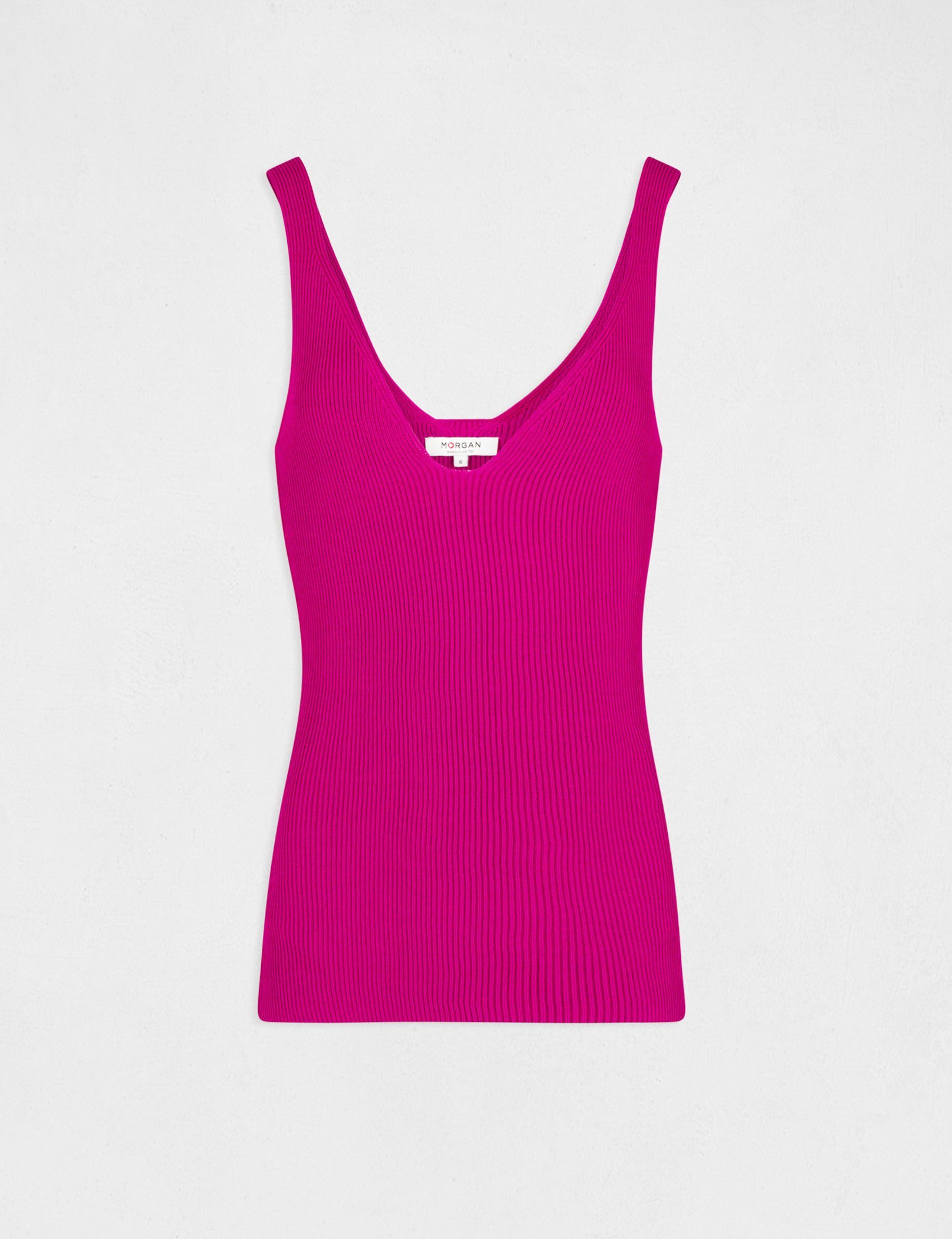 Débardeur pull avec col en V framboise femme - framboise