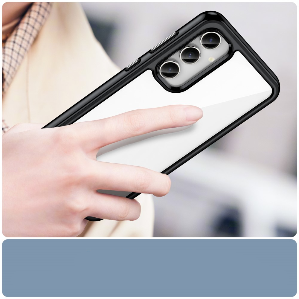 Samsung Galaxy S23 FE Hybrid Hülle TPU Bumper   Acryl Rückseite - Transparent / Schwarz