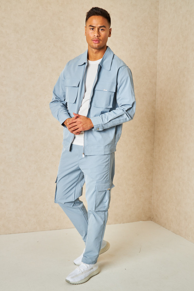 Ensemble bleu clair veste + pantalon cargo