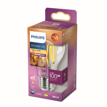 Philips LED peer E27 100W filament helder warmglow dimbaar