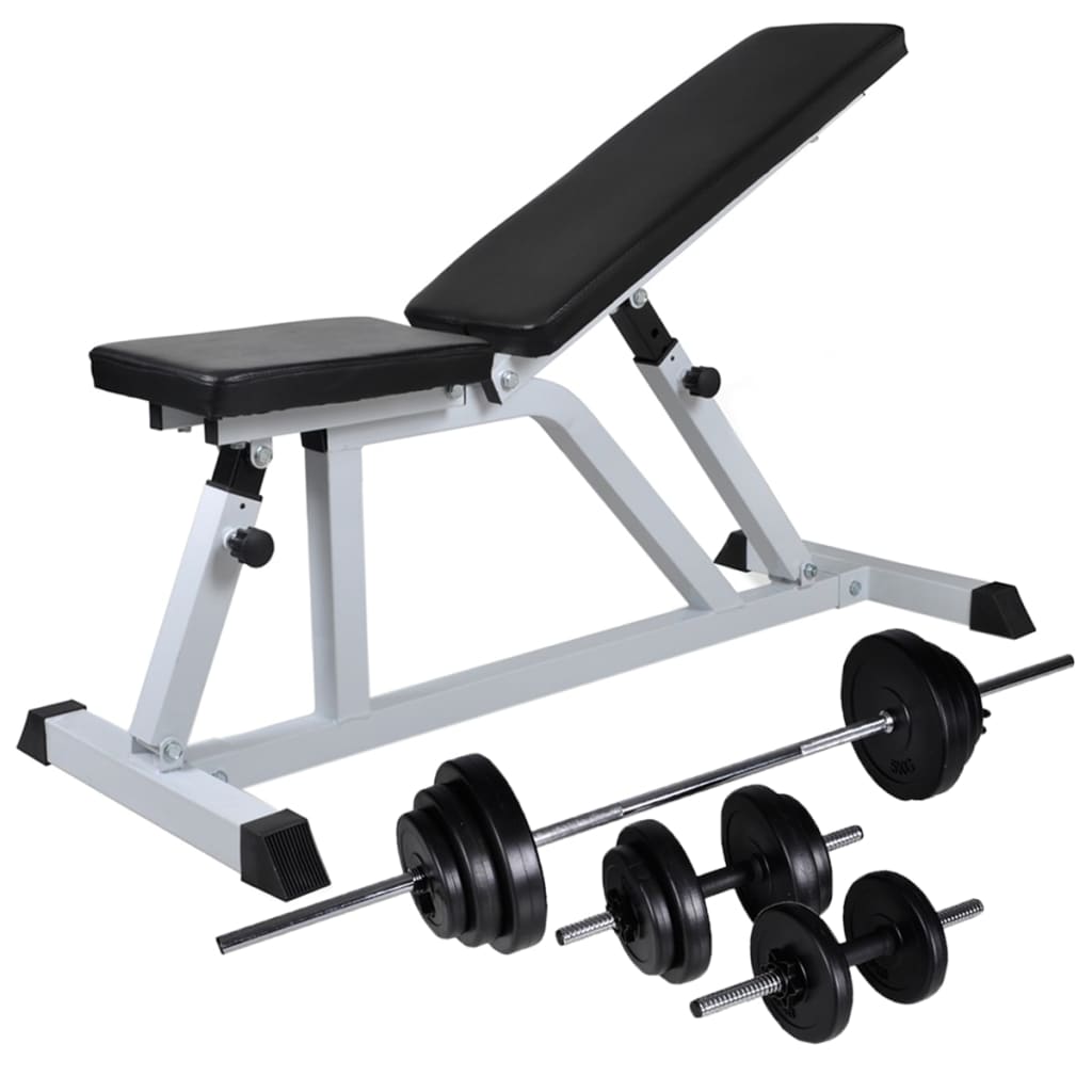 Banco de musculação Vidaxl com pesos e halteres de 30,5 kg