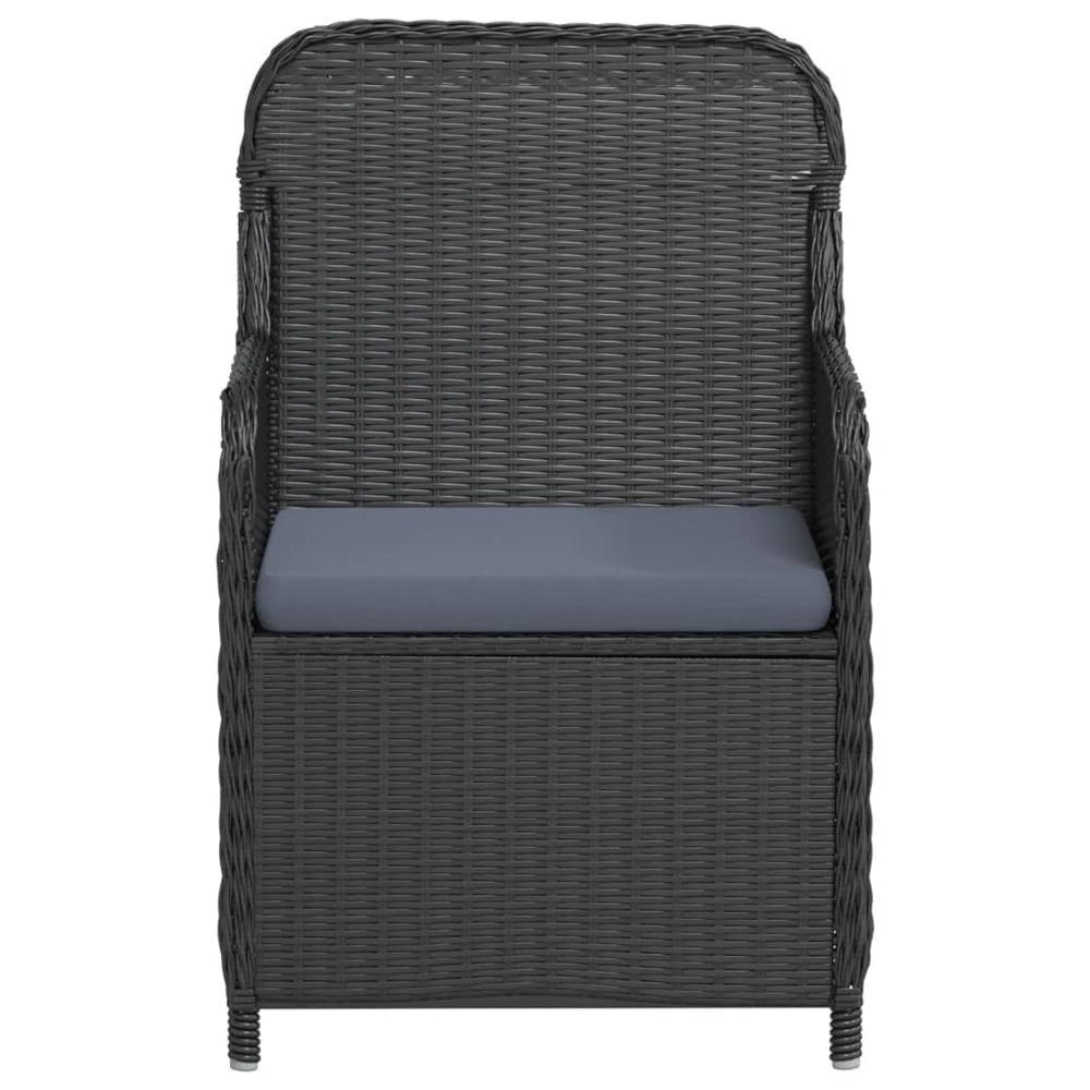 Mobilier de salle à manger de jardin avec coussins 7 pièces noir