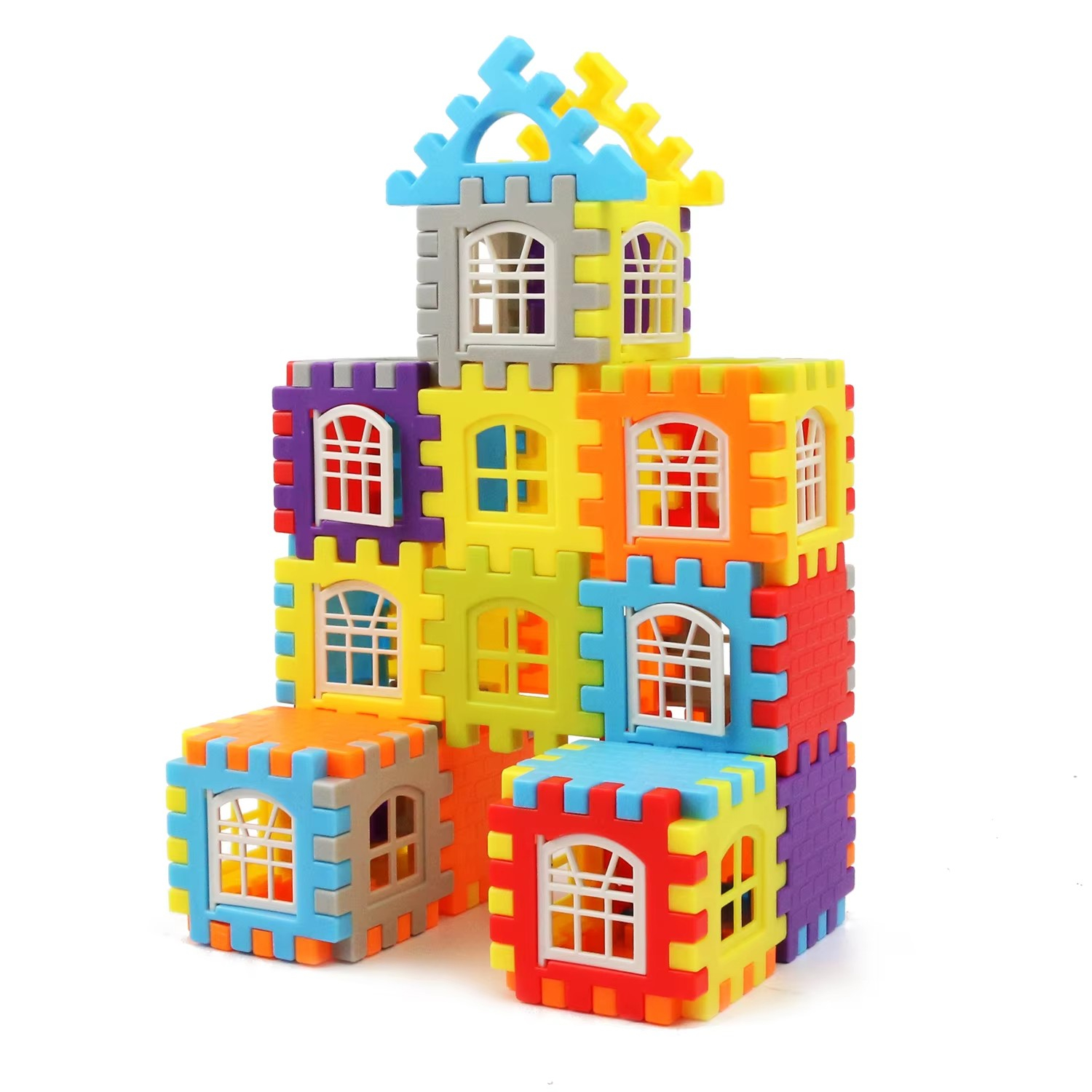 (100er Set) Kinder DIY Steck Puzzle Spielzeug 3D Lern Spiel Bausteine - Assortiert
