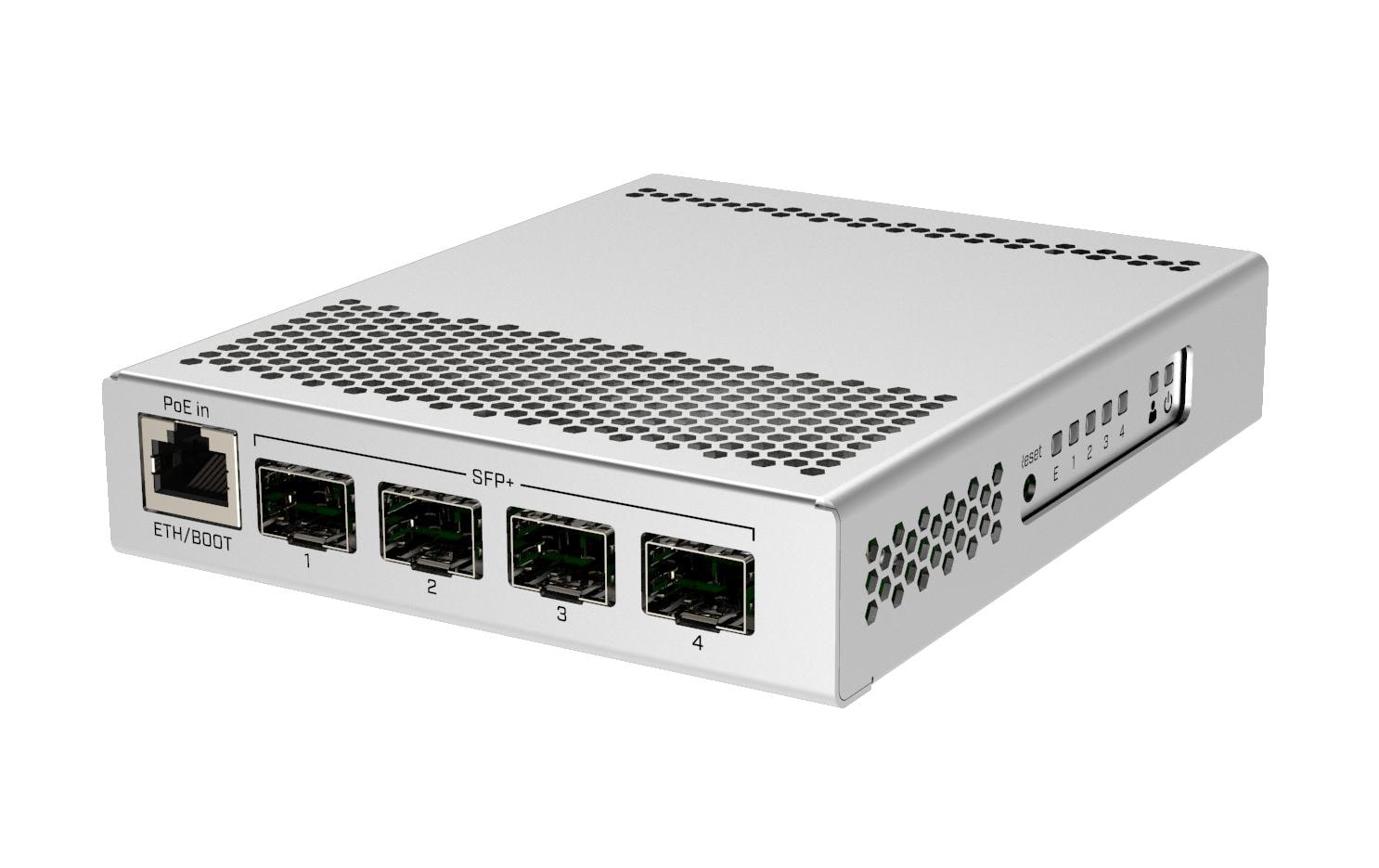 SFP Switch CRS305-1G-4S+IN 5 Port<br>Desktop-Switch mit fünf Ports, einem Gigabit-Ethernet-Port und vier SFP+ 10Gbps-Ports