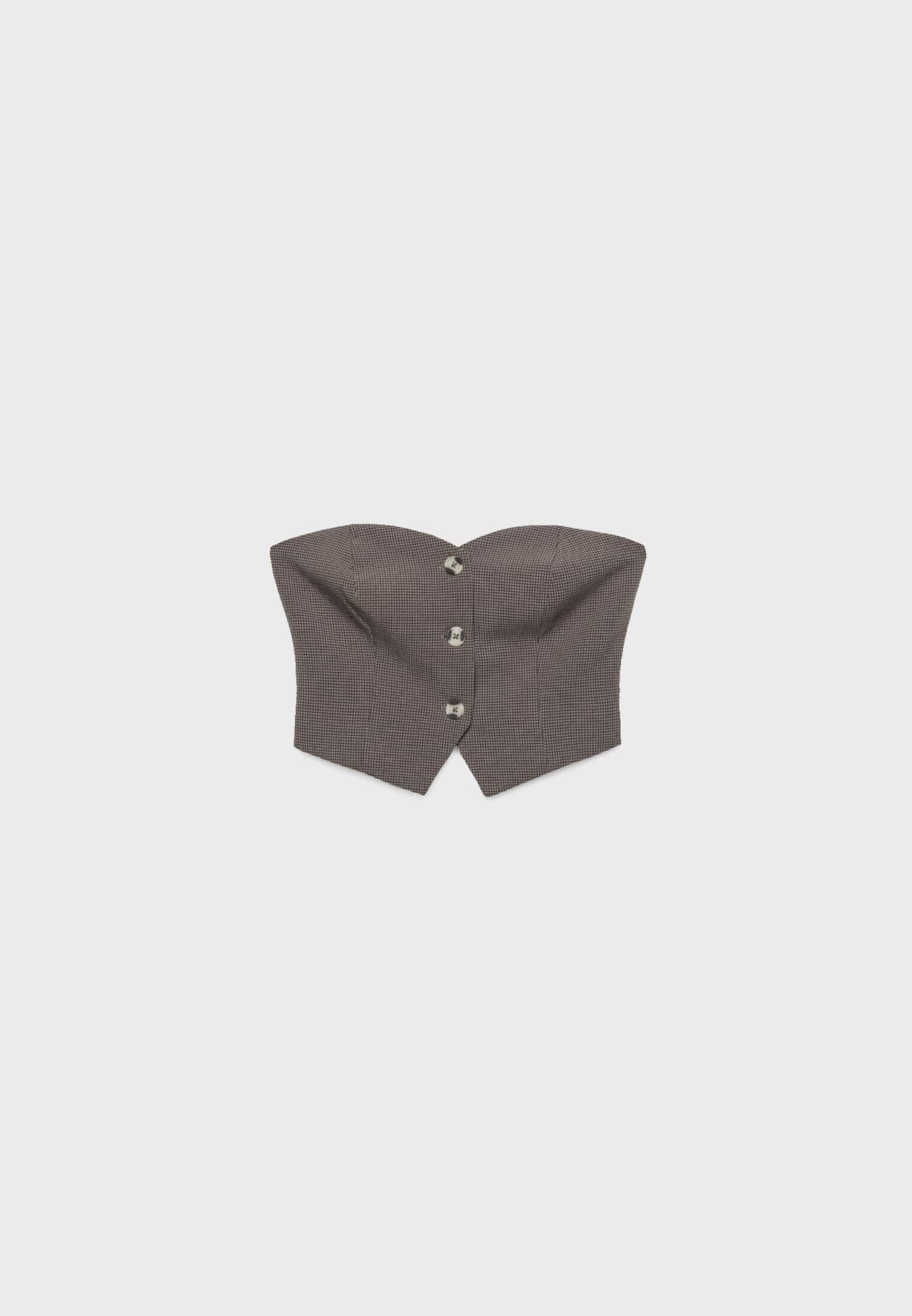 Top bandeau em estampa pied-de-poule