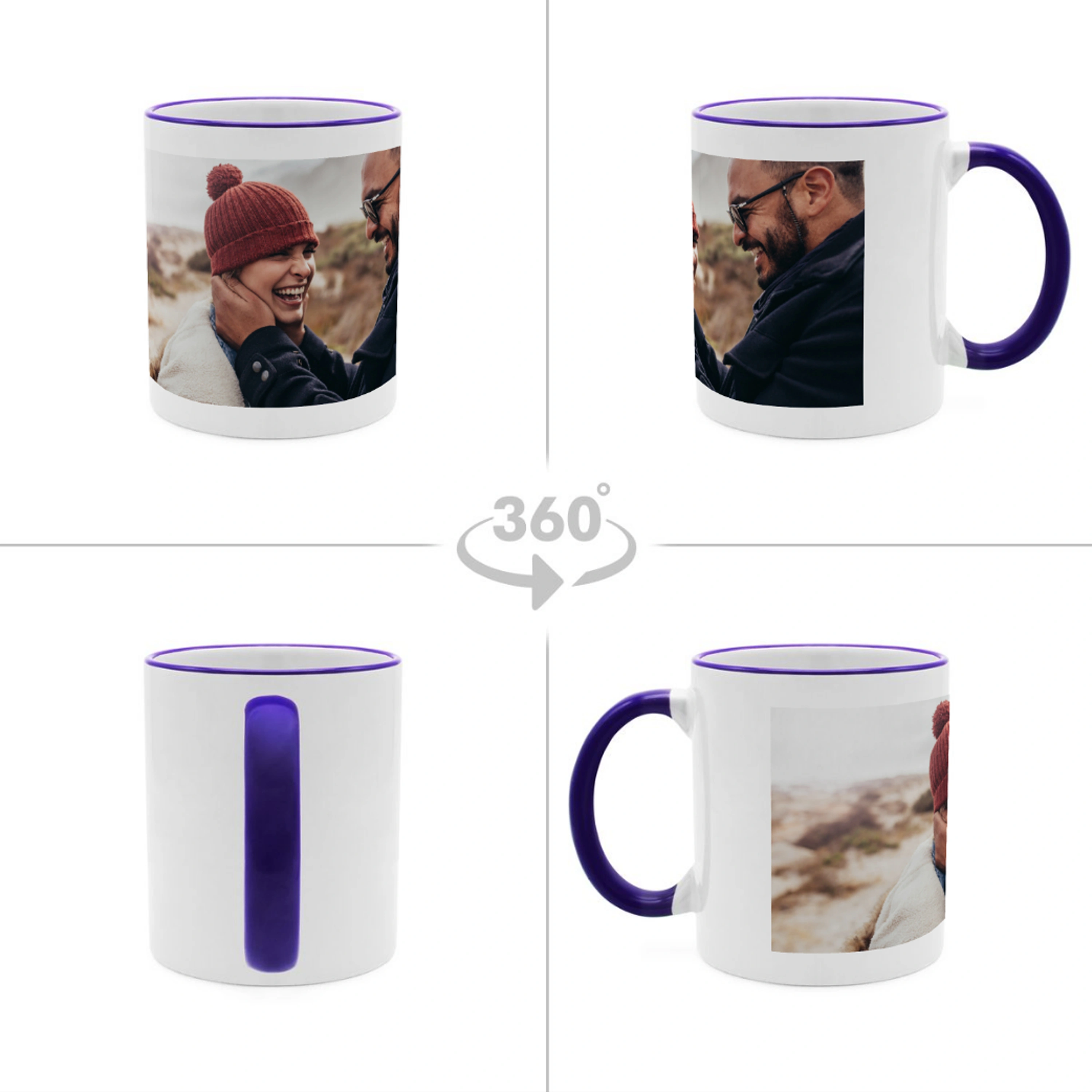 Kaffeebecher Color mit Foto selbst gestalten, 325 ml (Farbe: blau)