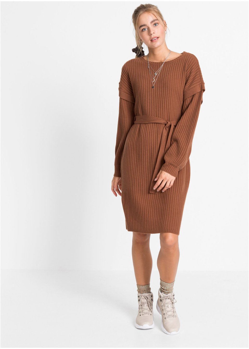 Robe en maille avec lien à nouer