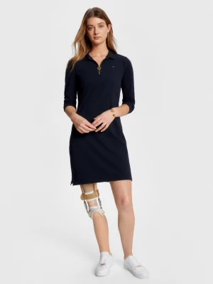 Vestido Polo Slim de Manga Longa com Zíper Adaptável até o Peito