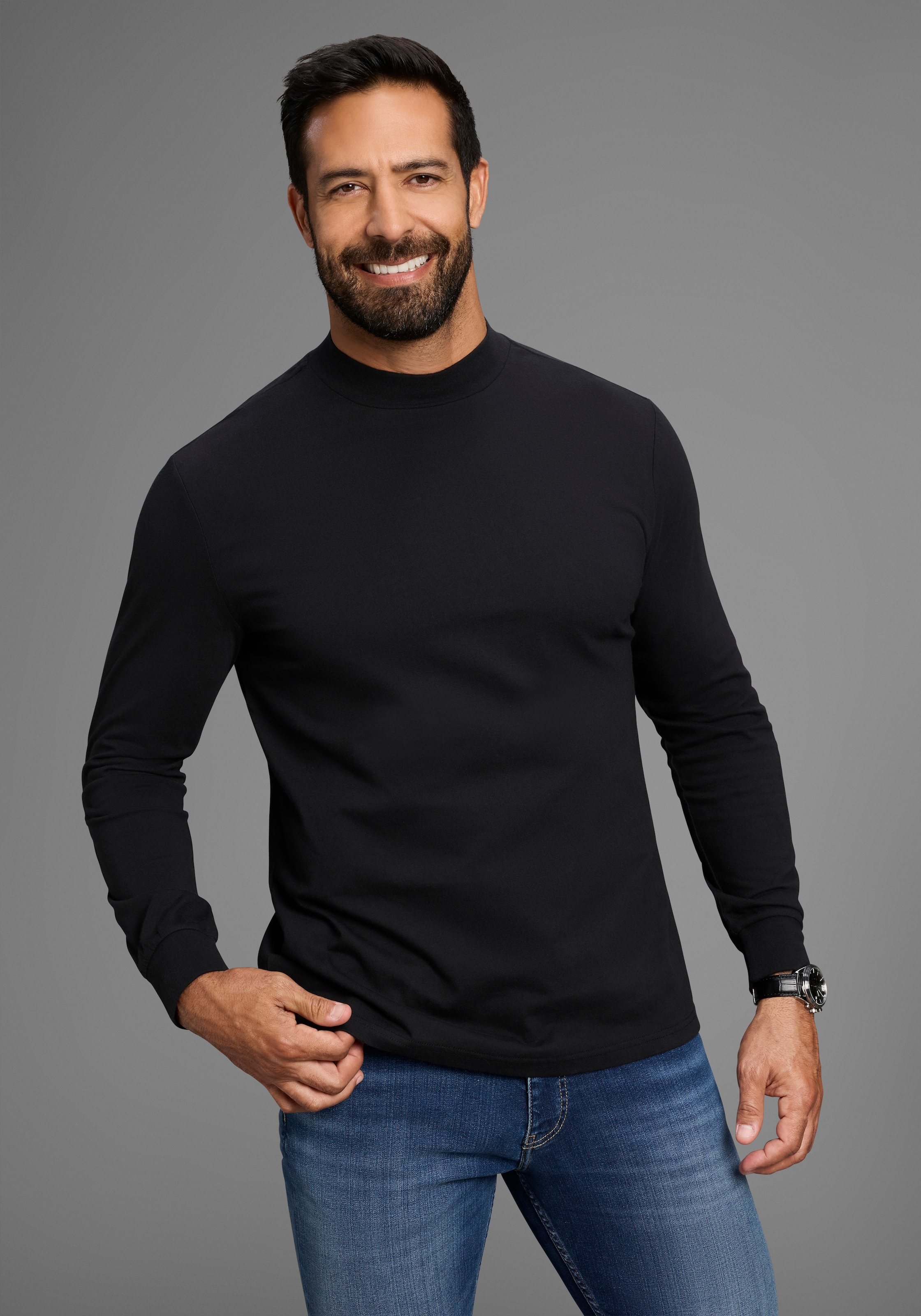 Man's World Stehkragenshirt »Neue Kollektion!«, mit Bündchen