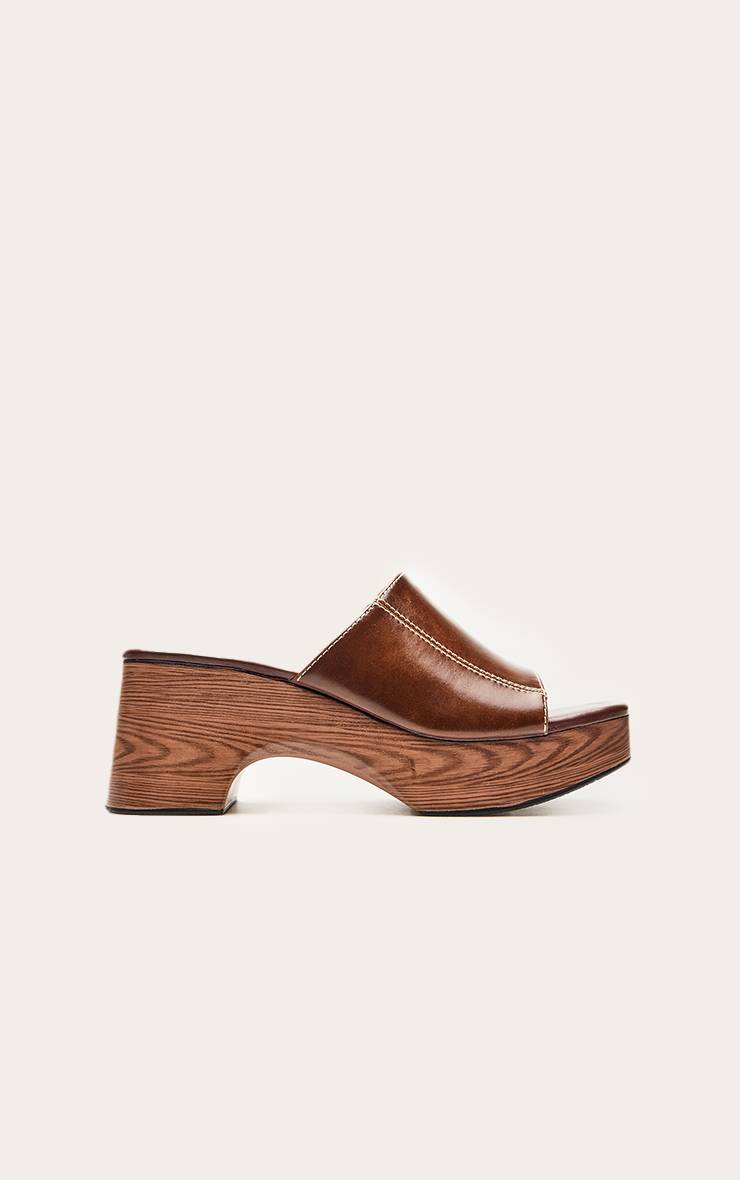 Chocolat Sandales Mules À Plateforme En Synthétiquecuir