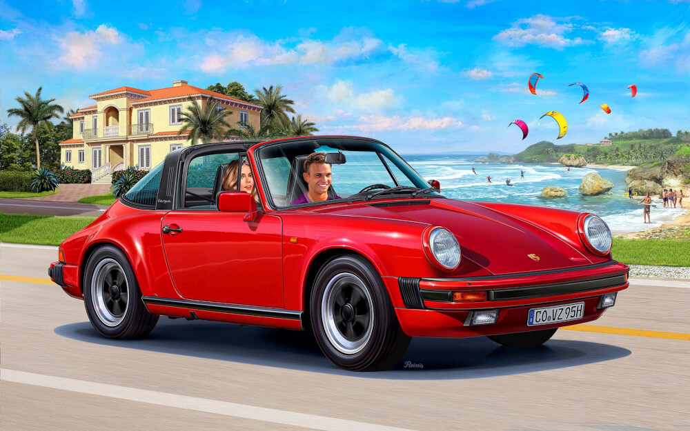 Model Set Porsche 911 Carrera 3.2 Targa (G-Model), Revell Modellbausatz mit Basiszubehör