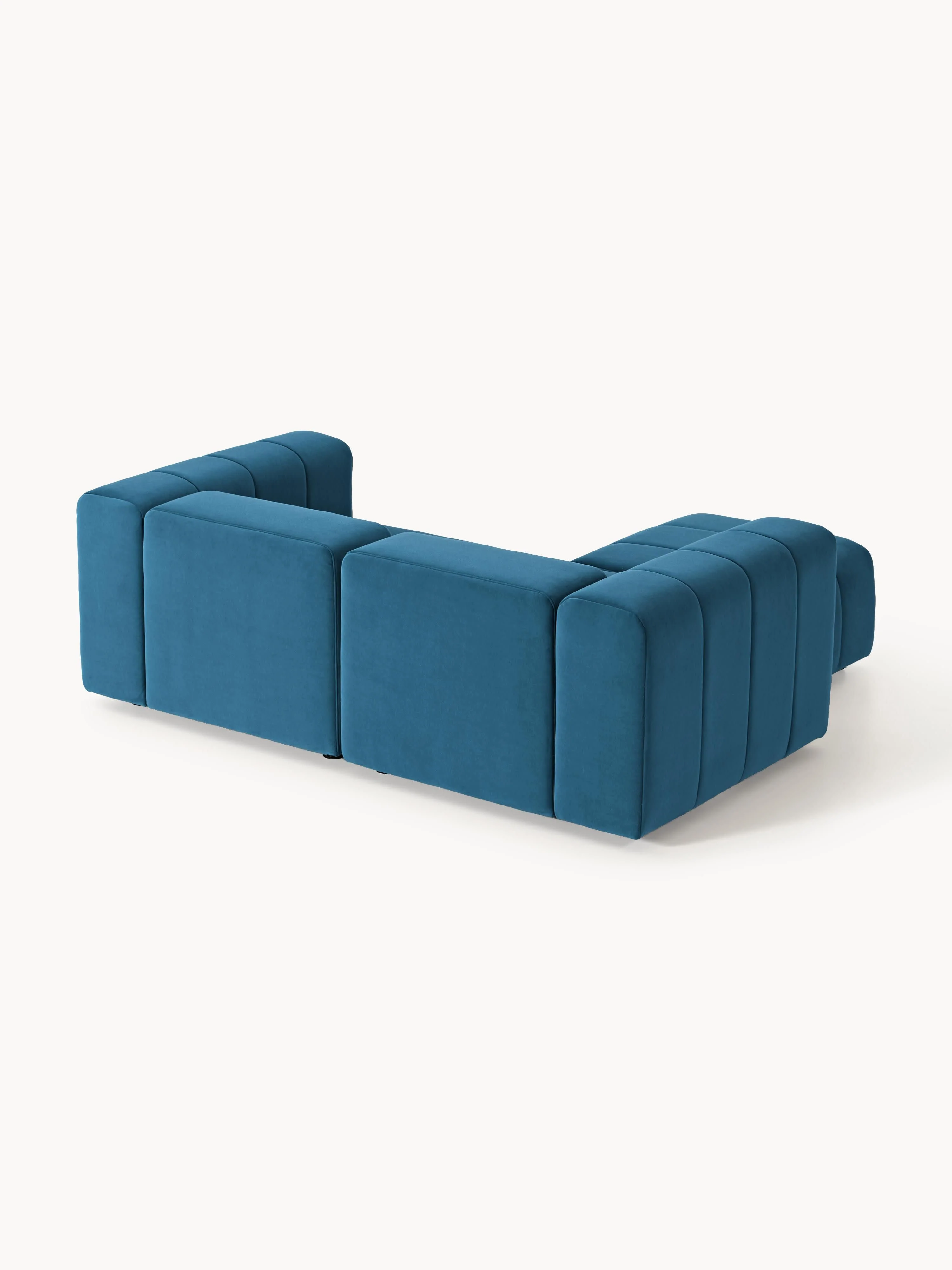 Fluwelen modulaire bank Lena (3-zits) met poef (links/rechts)