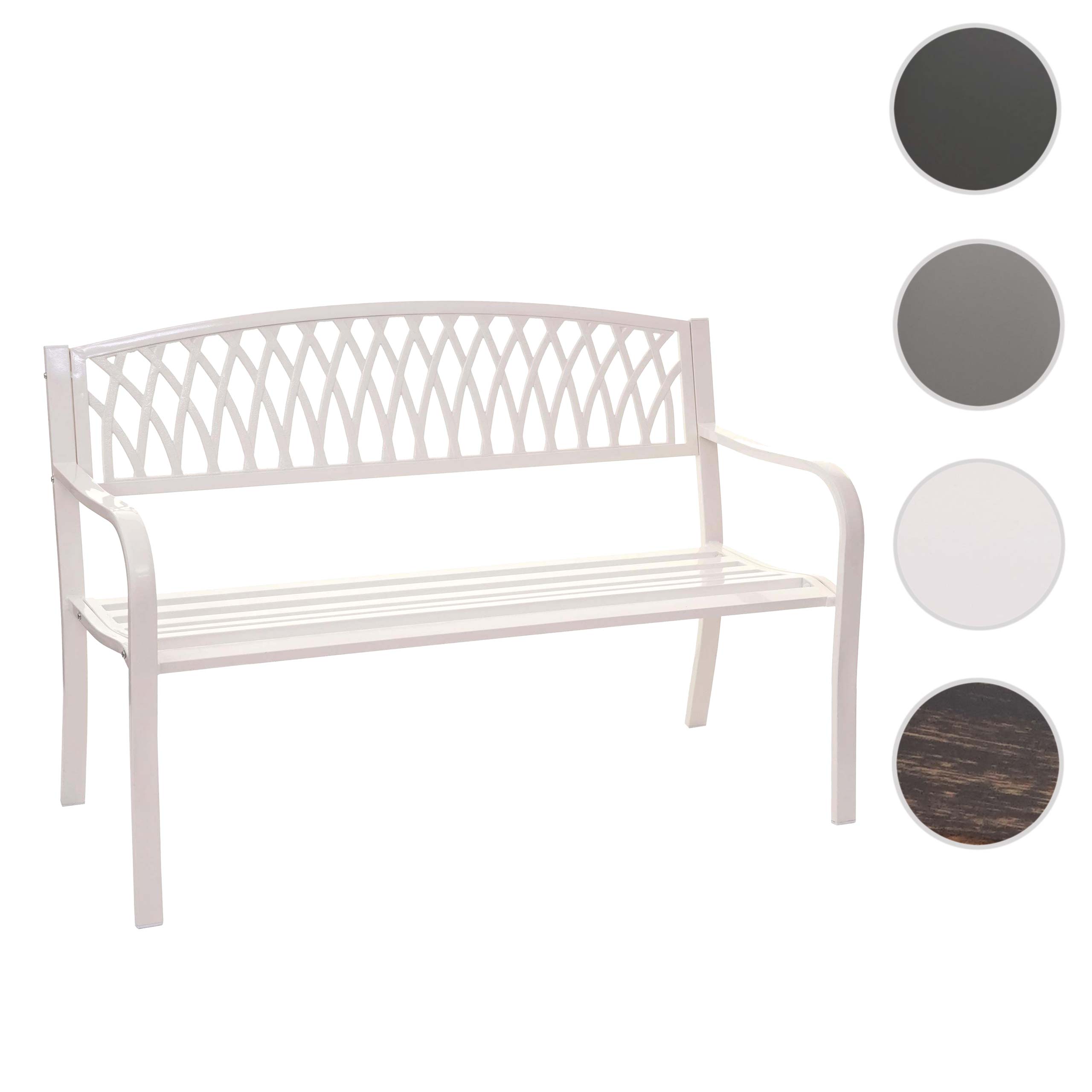 Gartenbank MCW-F45, Bank Parkbank Sitzbank, 2-Sitzer pulverbeschichteter Stahl ~ weiß