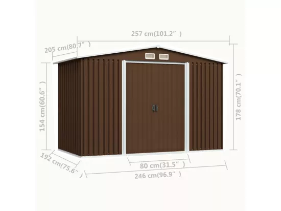 Abri de stockage pour jardin Marron 257x205x178 Acier