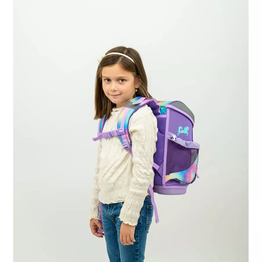 Belmil Schulranzen Mini Fit Schulranzen Set 4-teilig mit Brustgurt Rainbow Color