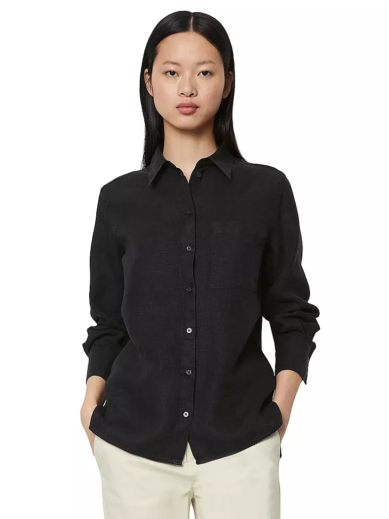MARC O'POLO Leinenbluse  schwarz