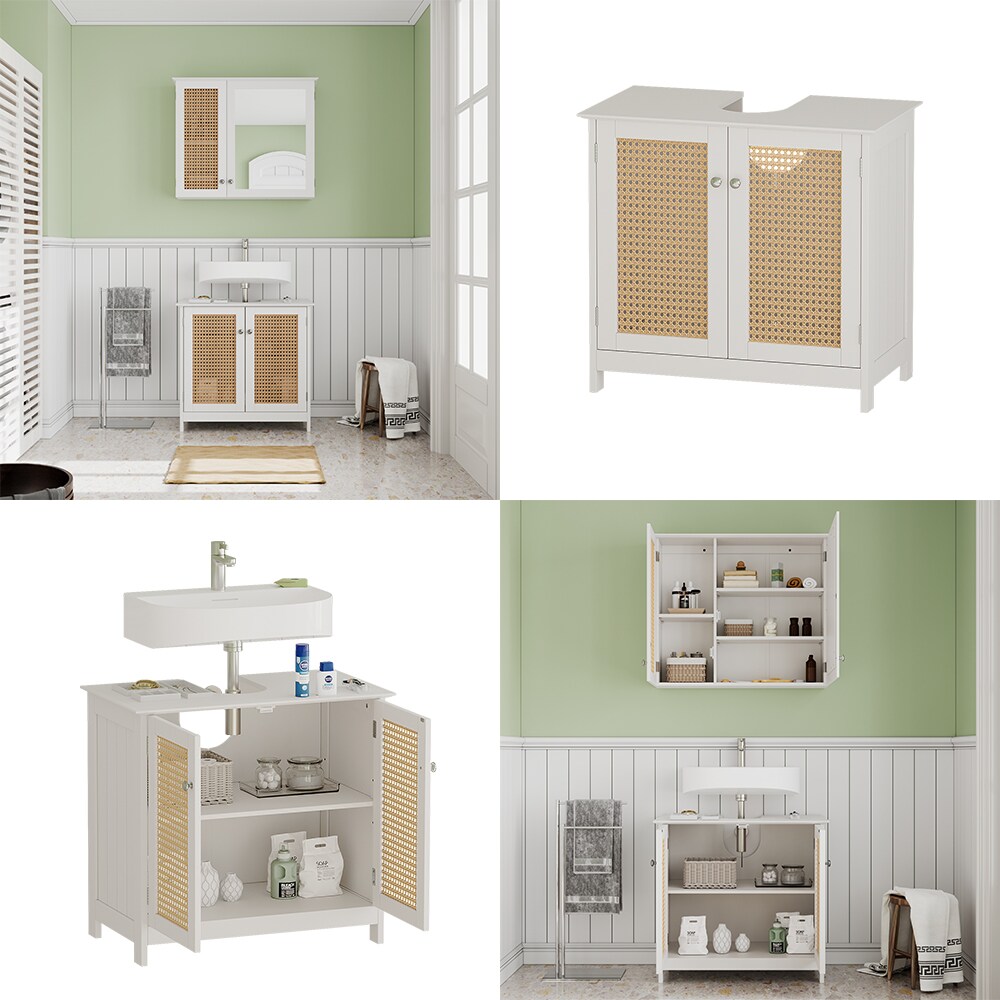 Vicco Waschtischunterschrank Rosario 60 x 58 cm, Weiß, 2 Türen, Badezimmer, modern