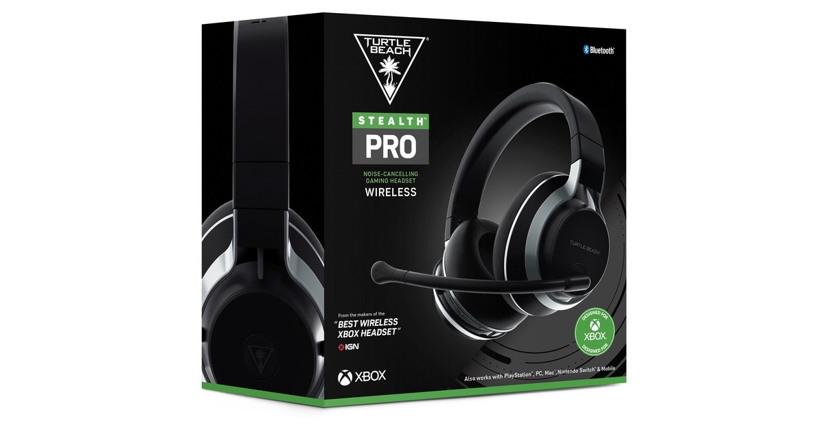Turtle BeachStealth Pro over-ear gaming headset  (Zwart, Xbox Series X, Xbox Series S, Xbox One, PlayStation 5, PlayStation 4, PC, Mac, Nintendo Switch, Smartphone, Bluetooth)