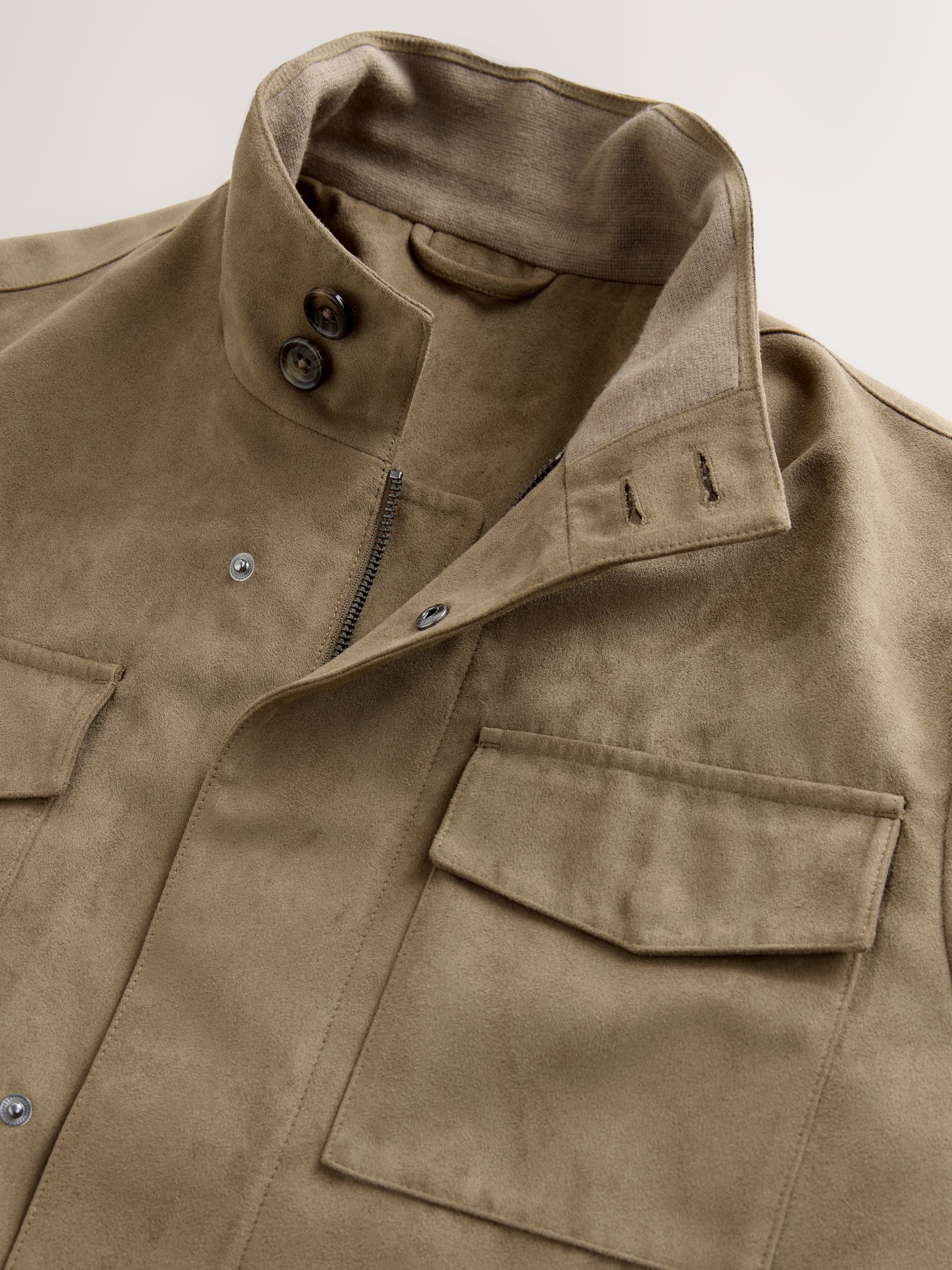 Lichtbruin - Faux Suede Four Pocket Jacket