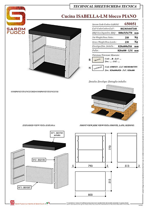 Module de cuisine barbecue Isabelle en pierre reconstituée Sarom