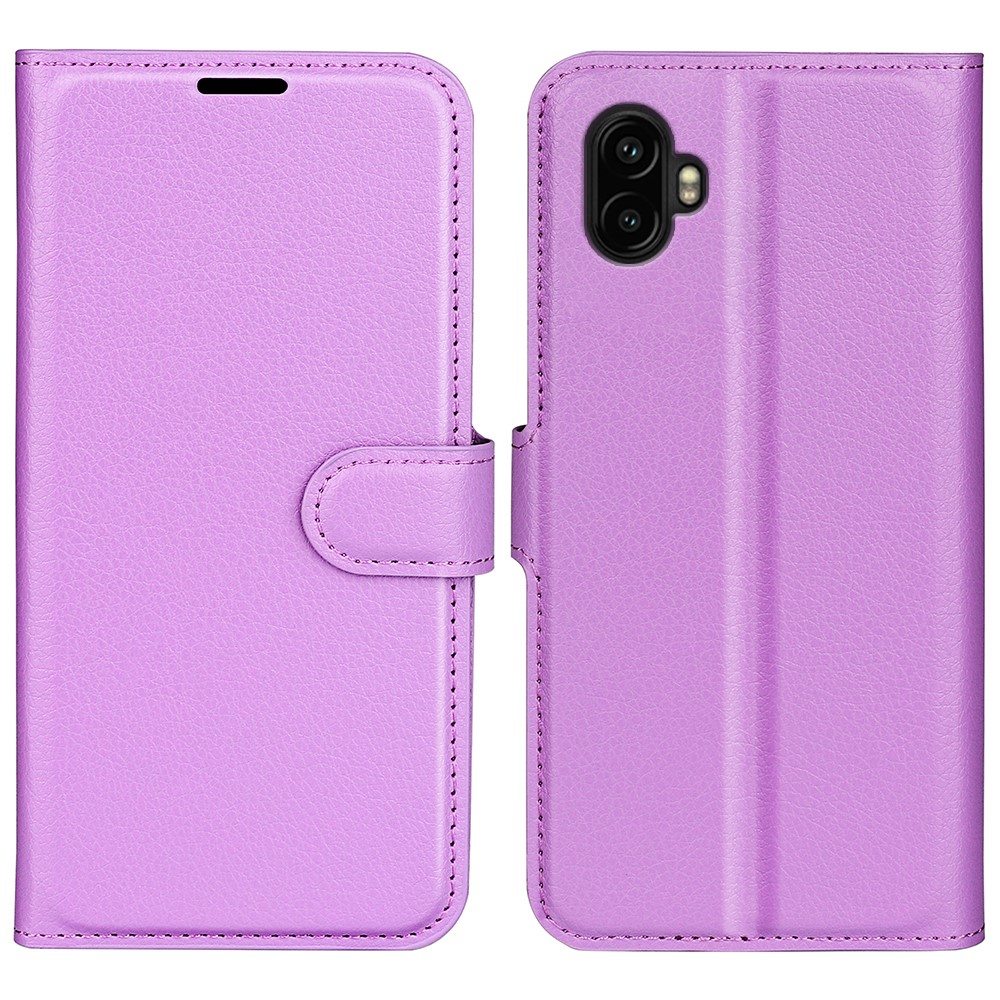 Samsung Galaxy XCover7 Pro Leder Tasche Flip Cover Litchi Look - Lila