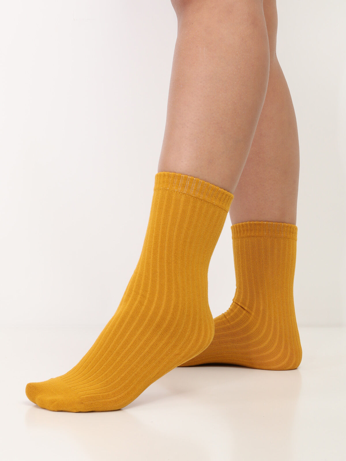 Chaussettes basiques en coton- Jaune
