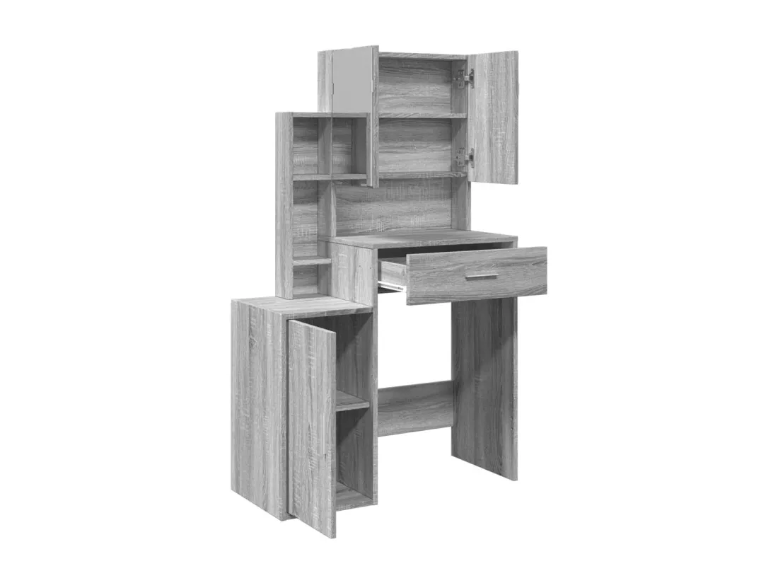 Coiffeuse avec armoire sonoma gris 80x35x132 cm